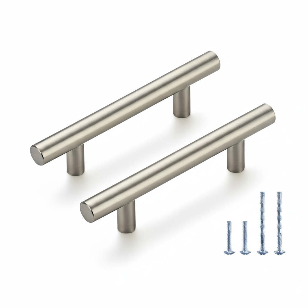 Cabinet pulls Brushed Nickel stainless steel - 5.9" length, 3-3/4” hole center