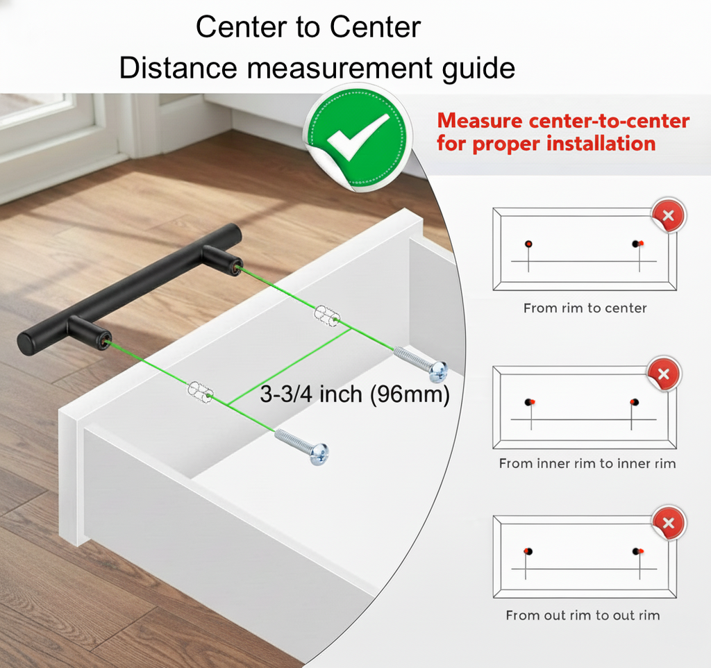 Cabinet pulls Matte Black stainless steel - 5.9" length, 3-3/4” hole center