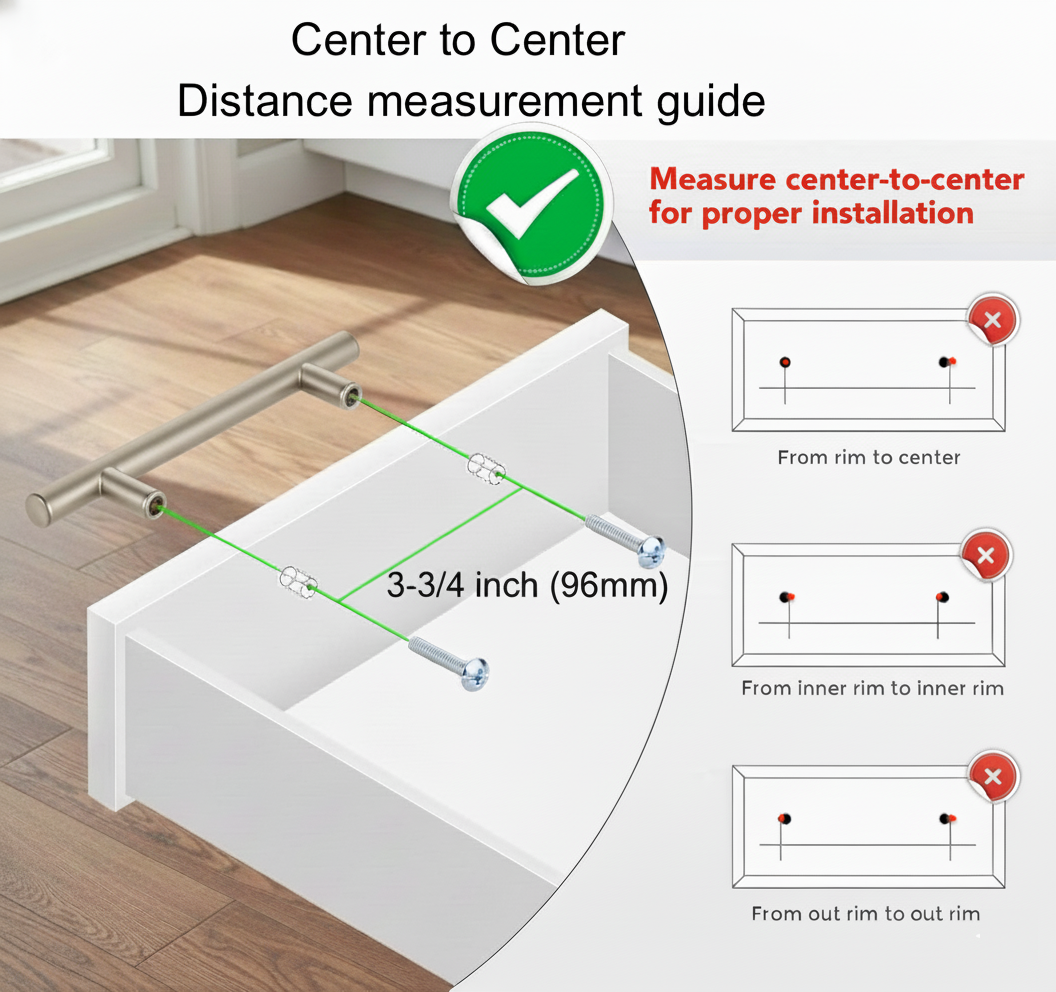 Cabinet pulls Brushed Nickel stainless steel - 5.9" length, 3-3/4” hole center