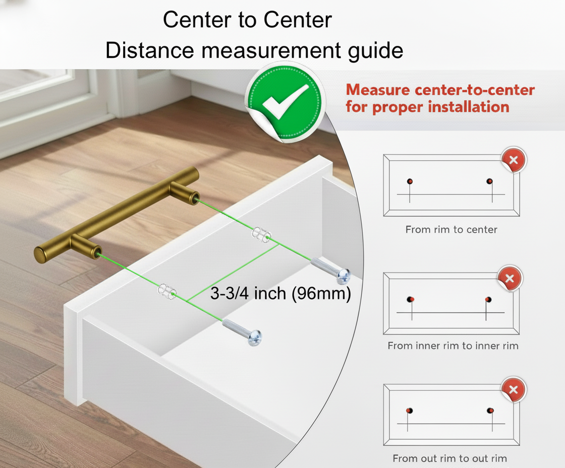 Cabinet pulls Brushed Brass stainless steel - 5.9" length, 3-3/4” hole center