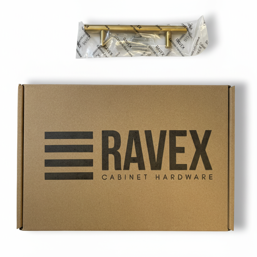 Cabinet pulls Brushed Brass stainless steel - 5.9" length, 3-3/4” hole center