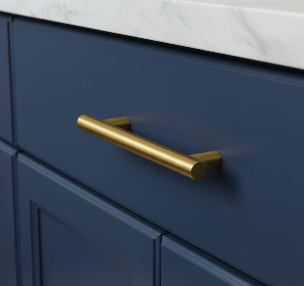 Cabinet pulls Brushed Brass stainless steel - 5.9" length, 3-3/4” hole center